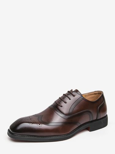 Chaussures Oxford marrons bout rond à lacets - milanoo.com - Modalova