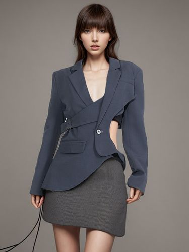 Veste de tailleur à bretelles croisées et découpes dos torsadé et ourlet asymétrique - milanoo.com - Modalova