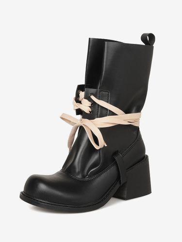 Bottines à lacetss bout rond talon épais - milanoo.com - Modalova