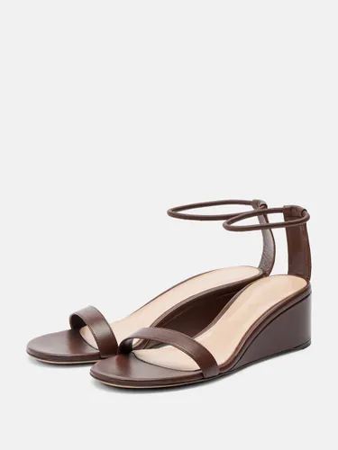 Sandales compensées marrons bout ouvert bride cheville - milanoo.com - Modalova