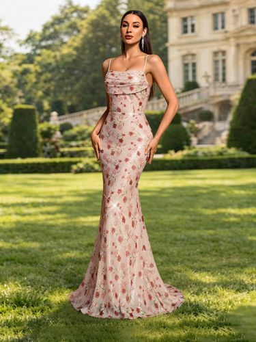 Robe de soirée sirène bustier en polyester à fleurs - milanoo.com - Modalova