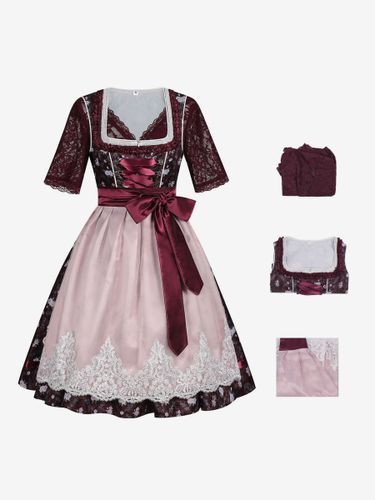 Déguisements Oktoberfest Dirndl Robe Dirndl Midi Longue Femme Halloween Rétro Robe Fille Adulte Ensemble de Fêtes - milanoo.com - Modalova