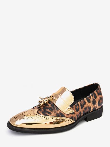 Mocassins plats dorés à bout rond et empiècements chaussures habillées à enfiler - milanoo.com - Modalova