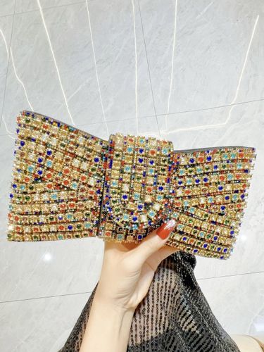 Sac bandoulière de soirée oversize à nœud et strass étui rigide pochette de soirée avec bandoulière chaîne - milanoo.com - Modalova