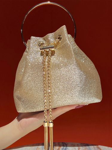 Sac bandoulière de mariée en forme de coquillage irrégulière entièrement orné de strass pochette de soirée rigide avec chaîne amovible - milanoo.com - Modalova