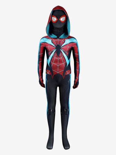 Combinaison intégrale de super-héros Marvel's Spiderman 2 Miles Morales variante avec capuche et accents cyan - milanoo.com - Modalova