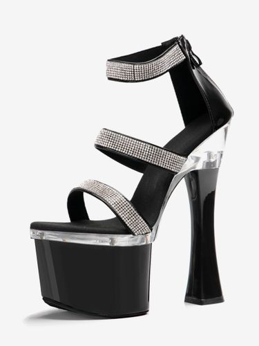 Sandales sexys plateforme bout ouvert strass talons hauts - milanoo.com - Modalova