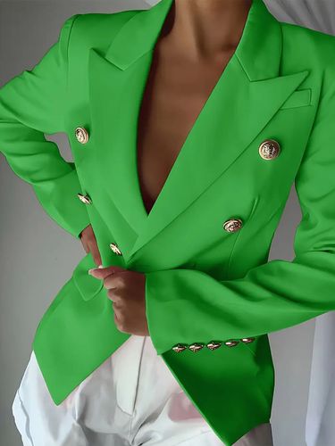 Blazer slim croisé à revers manches longues boutons dorés veste de bureau élégante - milanoo.com - Modalova