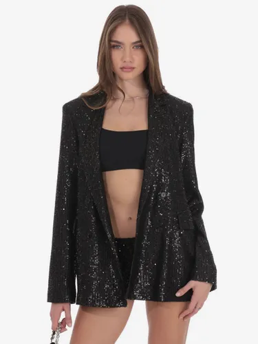 Blazer à sequins croisé coupe oversize idéal pour les soirées et les clubs noir et - milanoo.com - Modalova