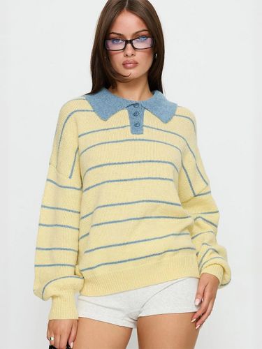 Pull rayé à col color block manches longues et épaules tombantes col polo - milanoo.com - Modalova