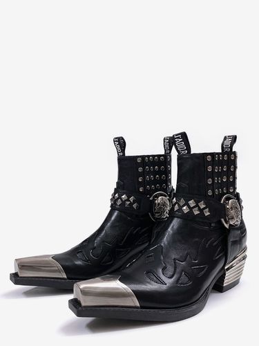 Bottines Chelsea bout métallique talon épais perlé - milanoo.com - Modalova