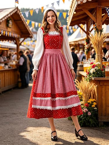 Robe Dirndl vintage à fleurs idéale pour l'Oktoberfest - milanoo.com - Modalova