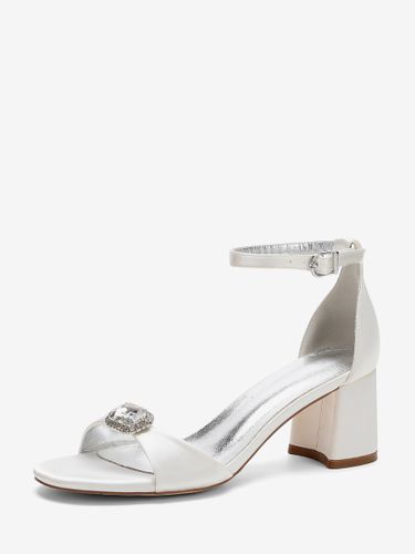 Chaussures de mariée en satin et strass à talon compensé et bride cheville - milanoo.com - Modalova