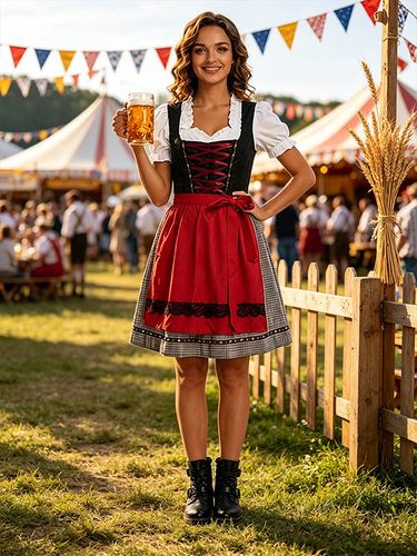 Robe Dirndl Oktoberfest pour femme ensemble 3 pièces - milanoo.com - Modalova
