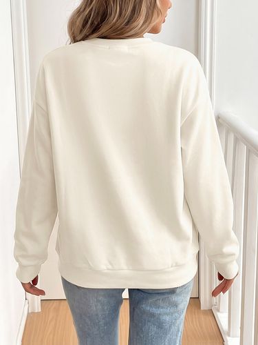 Sweat-shirt crème à imprimé nœud papillon col rond manches longues style décontracté et mignon - milanoo.com - Modalova