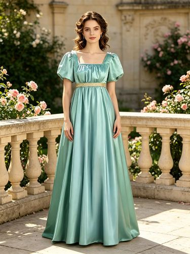 Costume pour femme robe en satin style Régence vintage des années 1800 robe de bal victorienne costume Jane Austen - milanoo.com - Modalova
