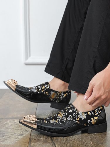 Chaussures habillées pour femmes à enfiler ornées de détails métalliques et à imprimé floral - milanoo.com - Modalova