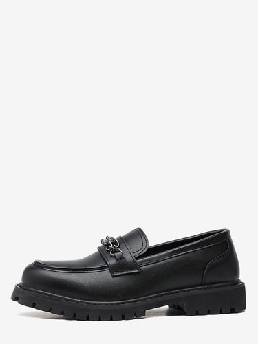 Mocassins noirss bout rond détail chaîne chaussures à enfiler - milanoo.com - Modalova
