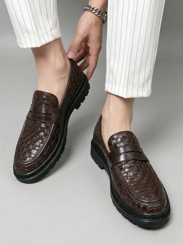 Mocassins marrons bout rond chaussures décontractées à enfiler - milanoo.com - Modalova