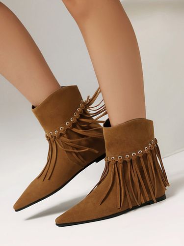 Bottines bohèmes plates en daim à bout pointus - milanoo.com - Modalova