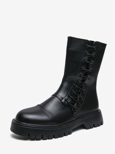 Bottines à lacets bout rond - milanoo.com - Modalova