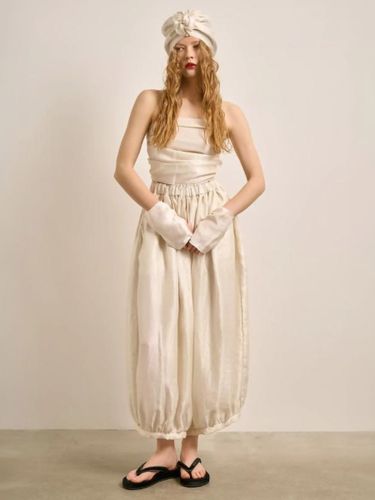 Pantalon harem abricot à taille élastique coupe ample et décontractée - milanoo.com - Modalova