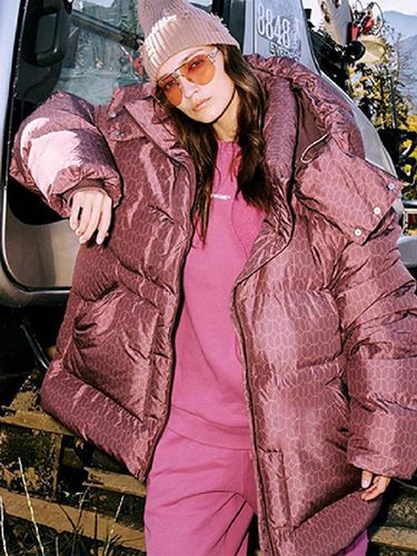 Doudoune à capuche à motifs coupe oversize mi-longue veste d'hiver - milanoo.com - Modalova