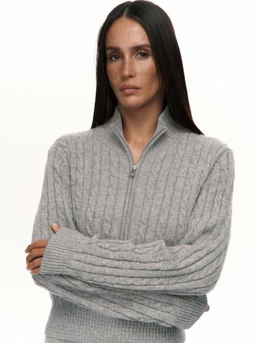 Ensemble deux pièces en maille torsadée grise : pantalon large à demi-zip survêtement décontracté - milanoo.com - Modalova