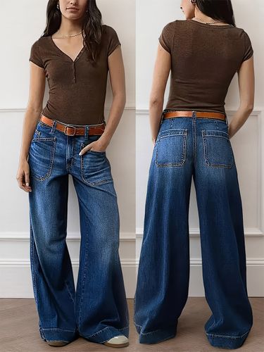 Jean taille haute jambes larges style vintage décontracté pantalon streetwear ample - milanoo.com - Modalova