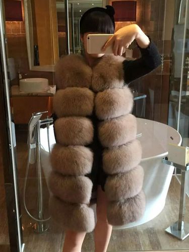 Gilet sans manches en fausse fourrure de renard gris foncé chaud et chaud en hiver - milanoo.com - Modalova