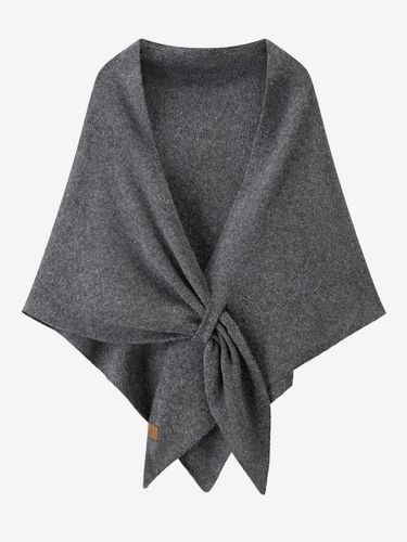 Châle gris en cachemire mélangé poncho cape chaud d'hiver à nouer sur le devant - milanoo.com - Modalova