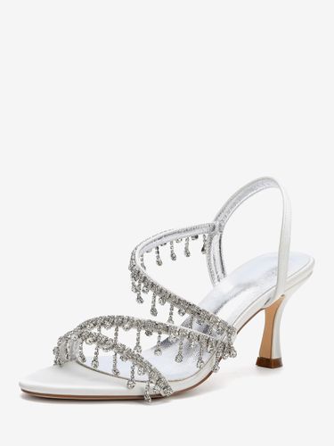 Chaussures de mariée à bout ouvert et strass à brides - milanoo.com - Modalova