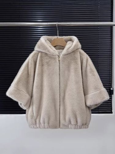 Veste en fausse fourrure à capuche en vison épais et chaud manches courtes - milanoo.com - Modalova