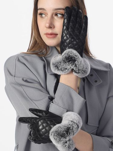 Gantss en similicuir matelassé avec poignets en fausse fourrure accessoires chauds d'hiver - milanoo.com - Modalova