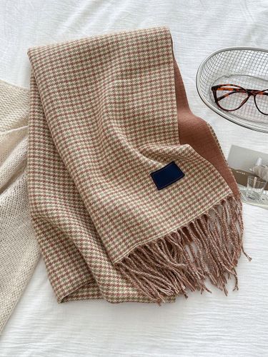 Écharpe réversible à carreaux imitation cachemire franges douce et confortable châle élégant et chaud idéal pour l'hiver - milanoo.com - Modalova