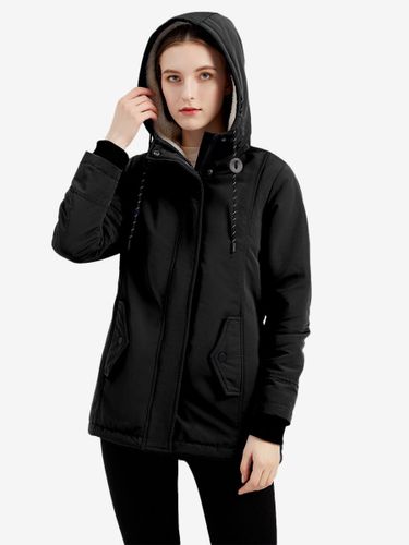 Parka mi-longue à capuche doublée polaire et taille cintrée manteau d'hiver chaud pour l'extérieur - milanoo.com - Modalova