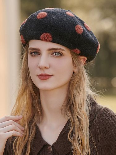 Béret à pois en feutre de laine style français chaud vintage et rétro - milanoo.com - Modalova