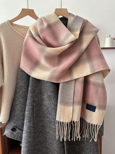 Écharpe à carreaux en faux cachemire à franges douce et confortable idéale pour l'hiver style vintage et élégant - milanoo.com - Modalova