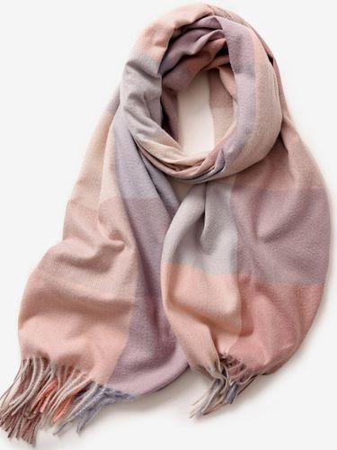 Écharpe à carreaux large en faux cachemire à franges douce et confortable idéale pour l'hiver chaude et élégante - milanoo.com - Modalova