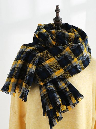 Écharpe à carreaux en faux cachemire à franges douce et confortable idéale pour l'hiver chaude et élégante style vintage - milanoo.com - Modalova