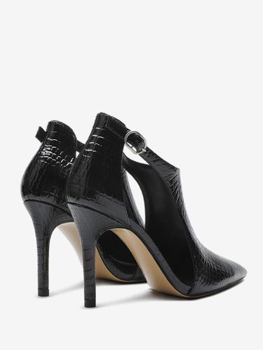 Sandales noires à talons aiguilless bout pointu motif pierre - milanoo.com - Modalova