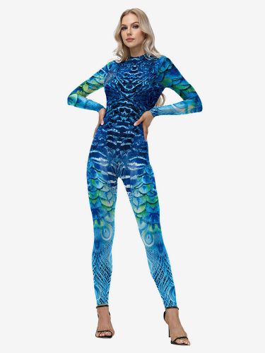 Combinaison intégrale à manches longues et imprimé numérique squelette pour femme Ocean Plus coupe ajustée style collant - milanoo.com - Modalova