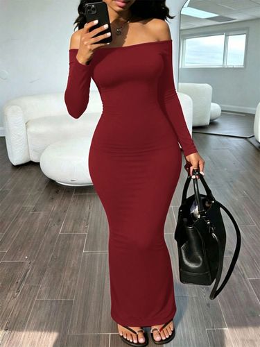 Robe à épaules dénudées manches longues moulante élégante - milanoo.com - Modalova