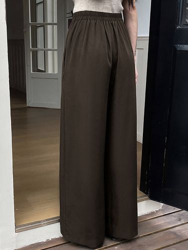 Pantalon taille haute jambes larges foncé élégant et décontracté - milanoo.com - Modalova