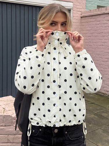 Manteau à pois noirs col montant mode vintage chic - milanoo.com - Modalova