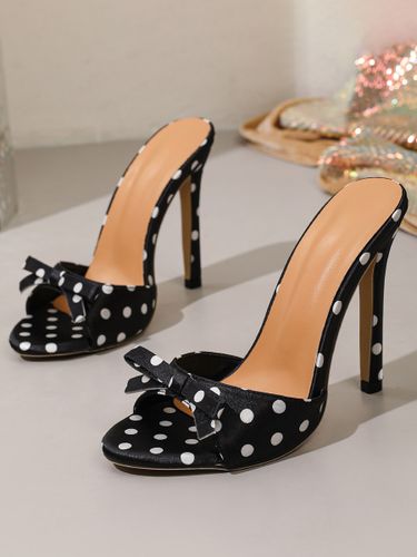 Mules à talons hauts à pois sandales à bout ouvert et nœud sans talon - milanoo.com - Modalova