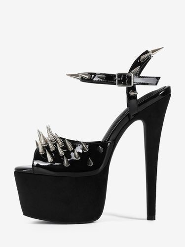 Sandales sexy à bout ouvert plateforme et talons hauts ornés de rivets - milanoo.com - Modalova