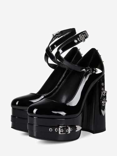 Escarpins à talons hautss plateforme bout rond boucle et brides croisées - milanoo.com - Modalova