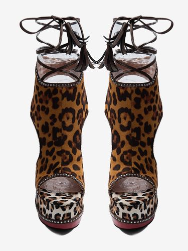 Sandales à talons hautss bout ouvert plateforme talon épais imprimé léopard - milanoo.com - Modalova