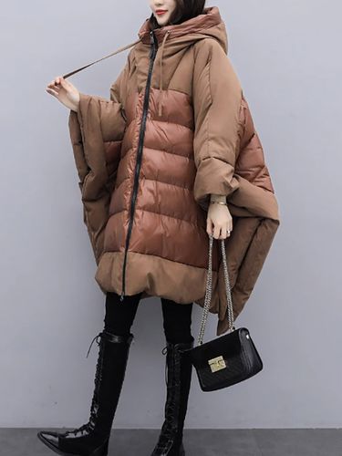 Doudoune marron ample à capuche manteau d'hiver chaud et décontracté - milanoo.com - Modalova